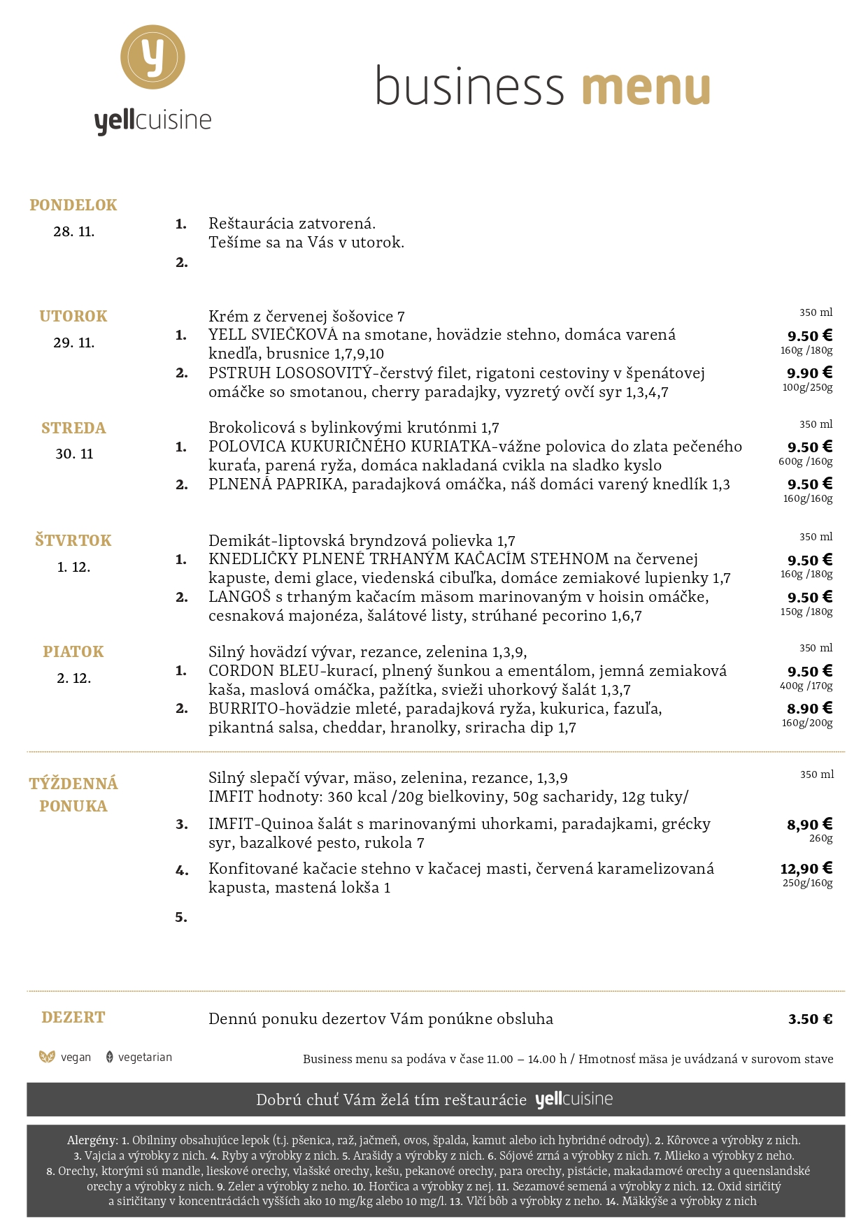 business menu ružomberok